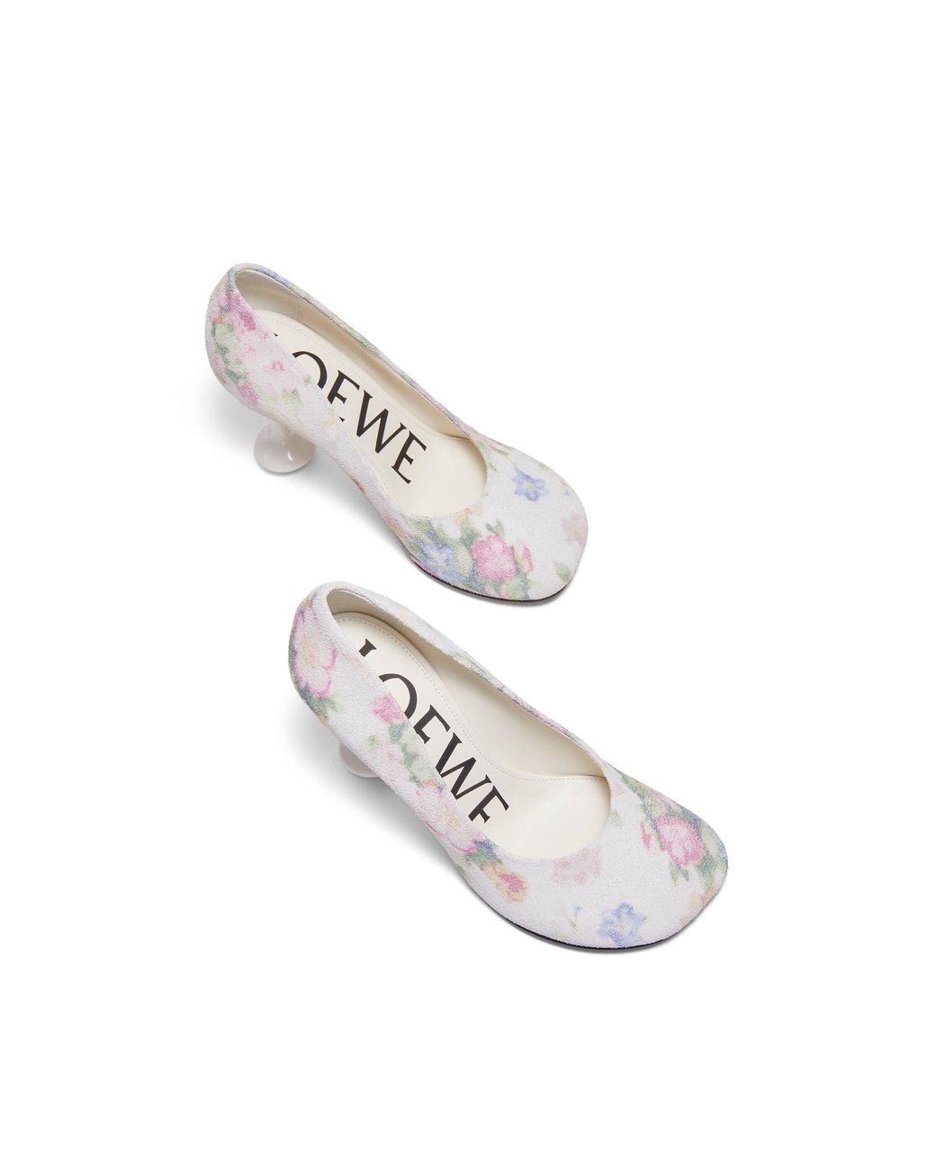 Loewe White Toy Pump In Brushed Suede