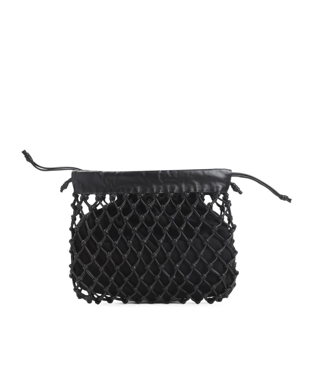 Frankie Shop Black Morgan Macramé Small Clutch Bag