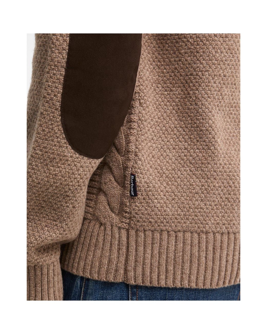Barbour Brown Cable Knit Wool Turtle Neck Jumper for men