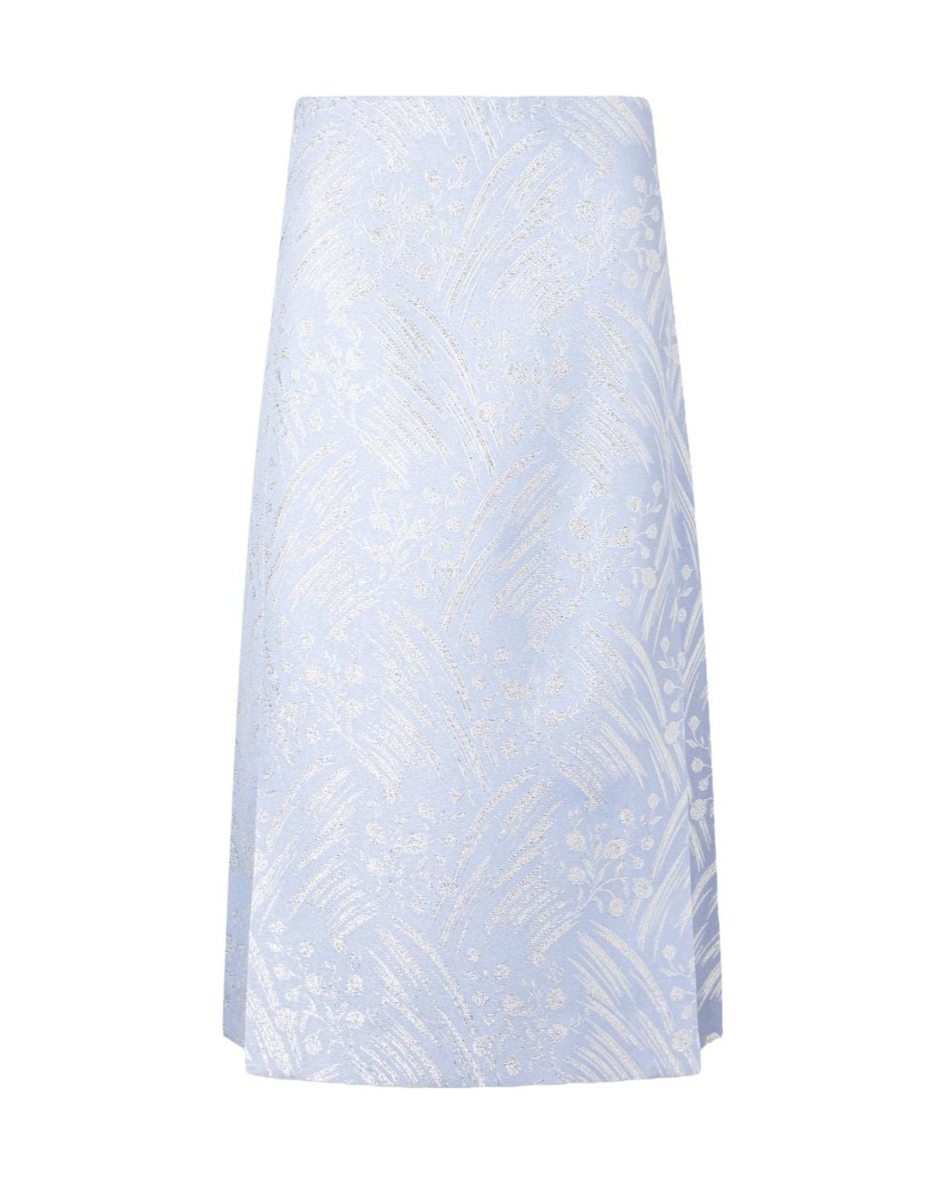 Tory Burch White Floral-Jacquard Metallic Skirt