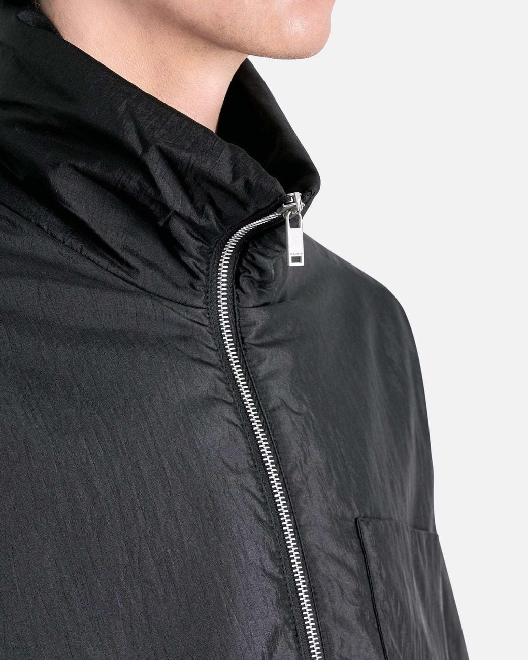 Jil Sander Black Half Front Zip Padded Shirt for men