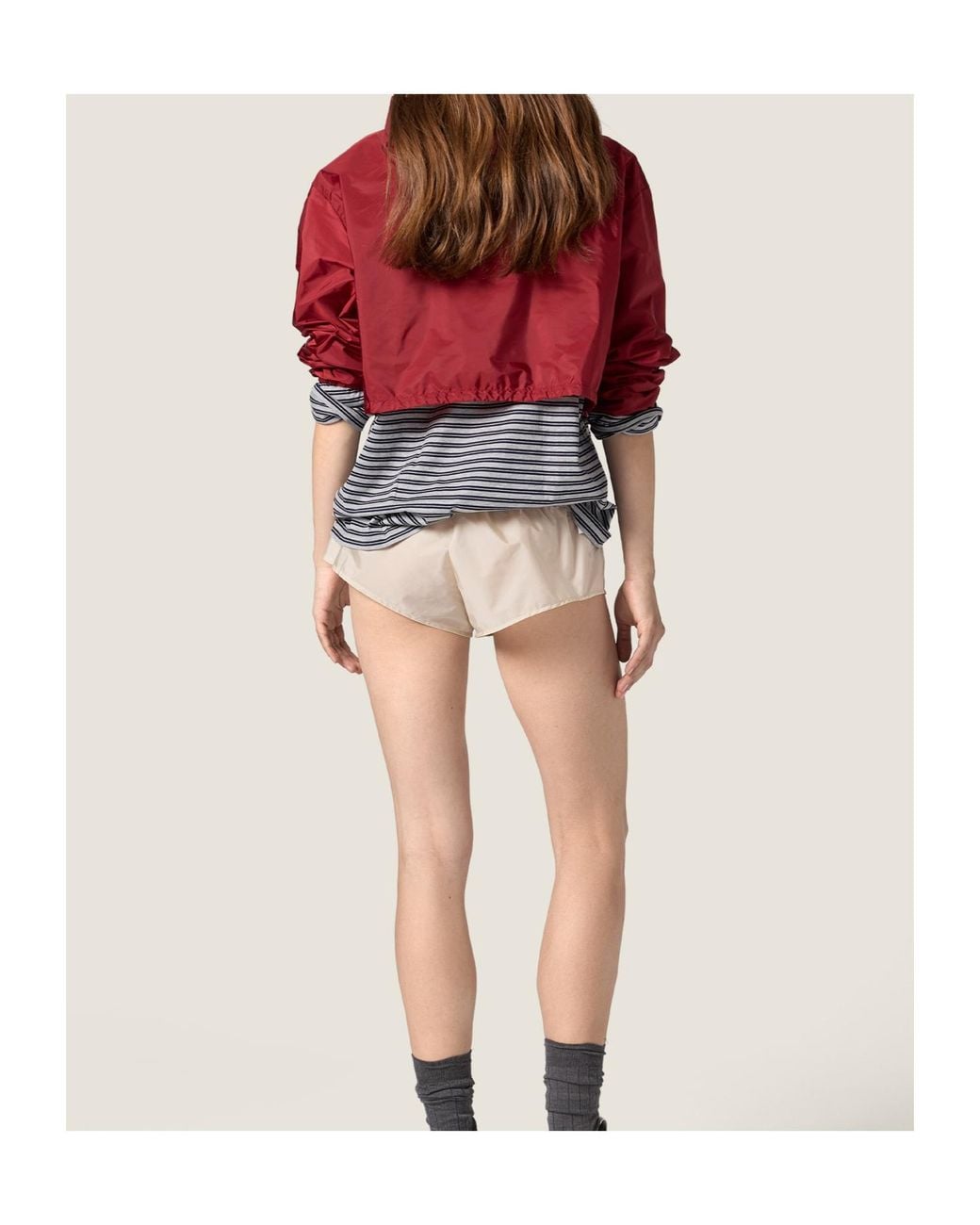 Miu Miu Red Coupe-Vent En Tissu Technique