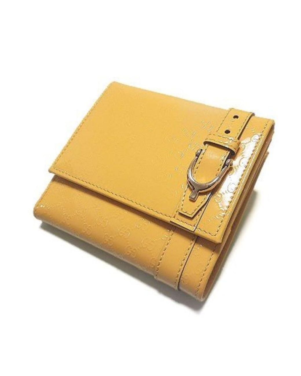 Gucci Yellow Double Folded Embossed Purse