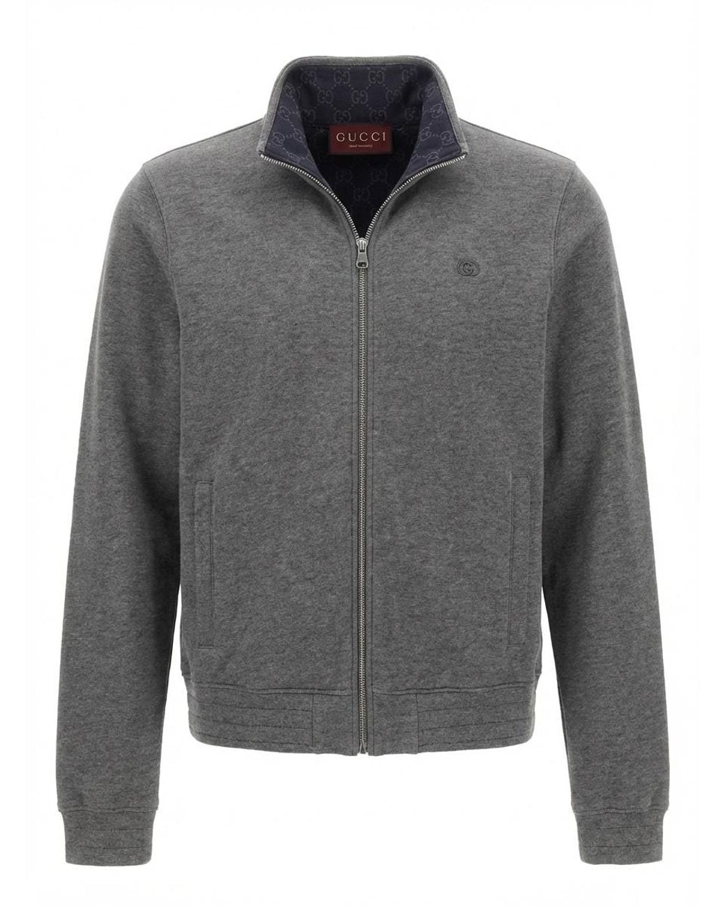 Gucci Gray Double Jersey Jacquard Zip Jacket for men