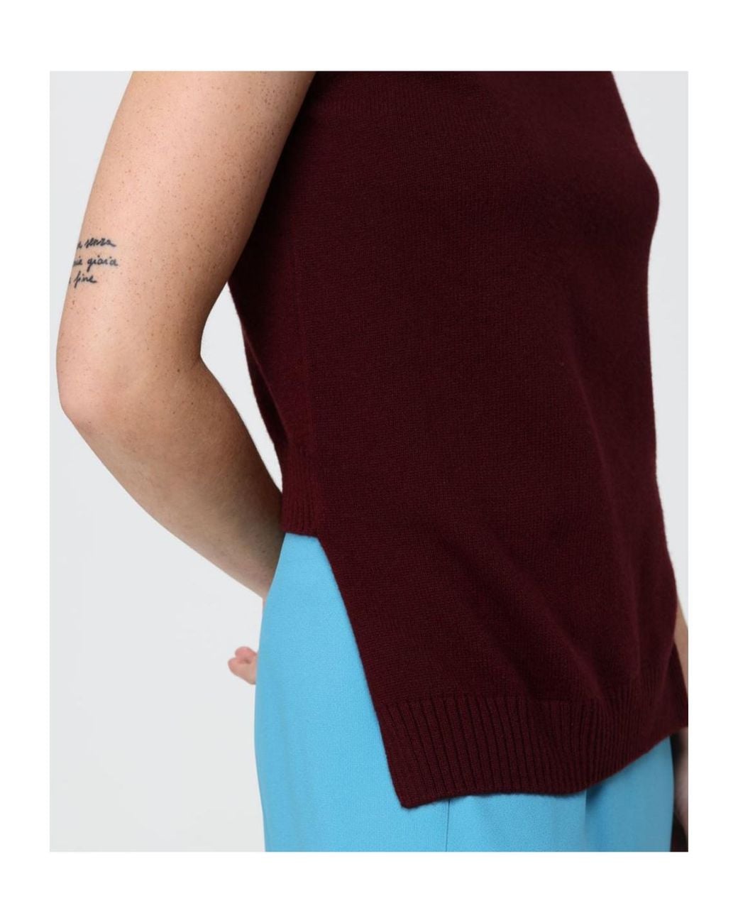 Jil Sander Red Asymmetrical Turtleneck Knitted Top