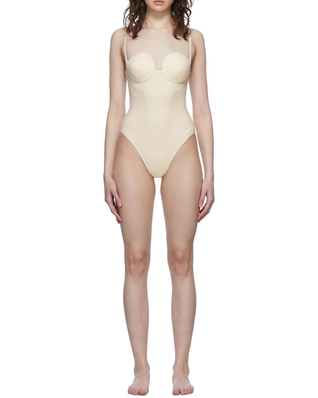 Magda Butrym White Retro Bustier Swimsuit