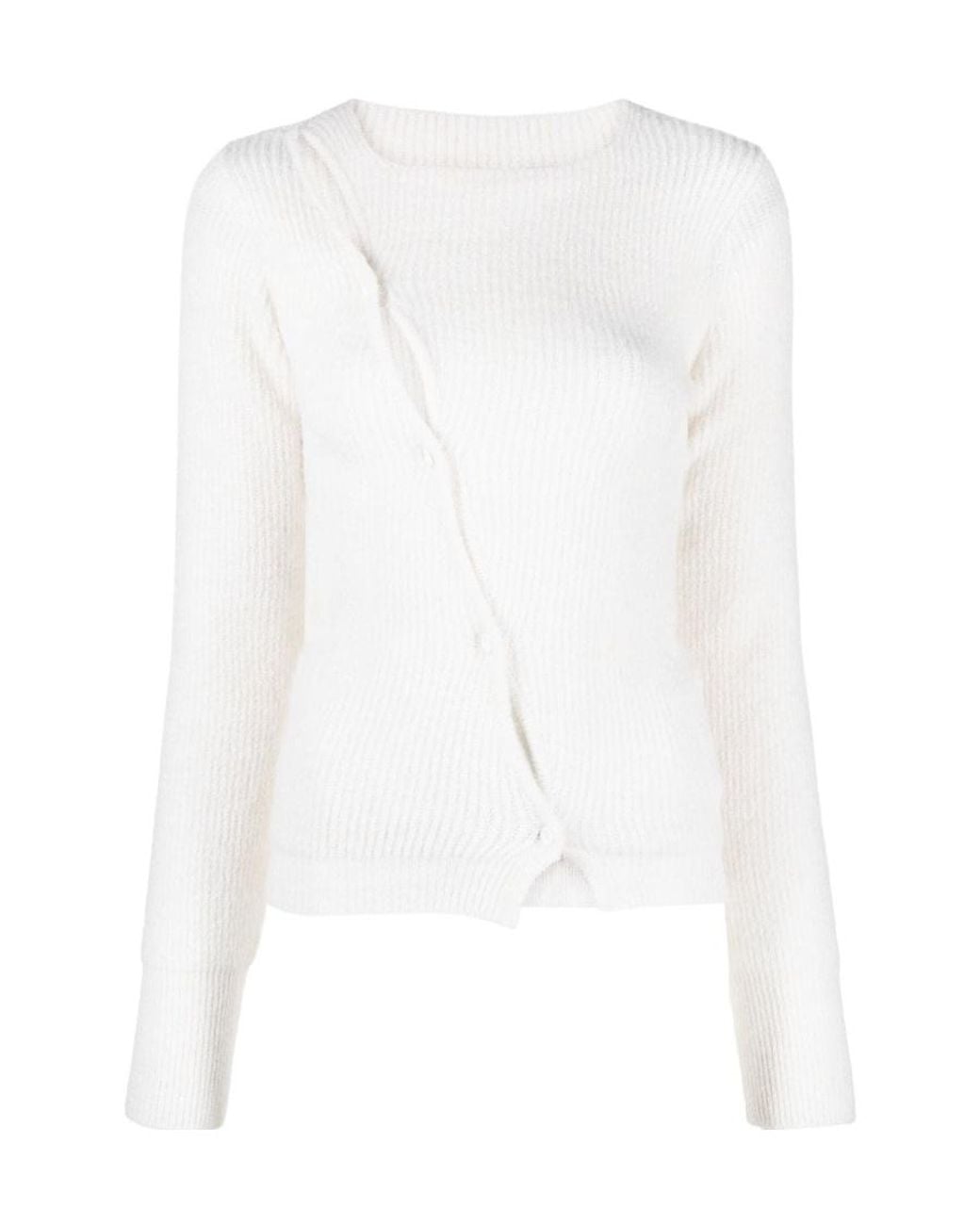 Jacquemus White La Maille Pau Asymmetric Cardigan