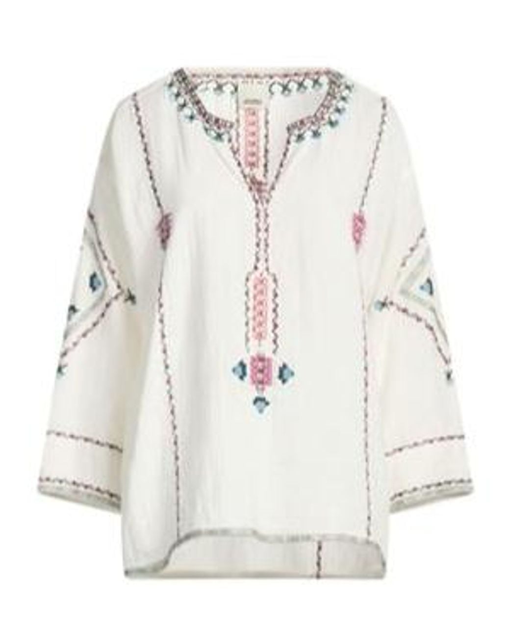 Isabel Marant White Geometric Print Long Sleeve Blouse