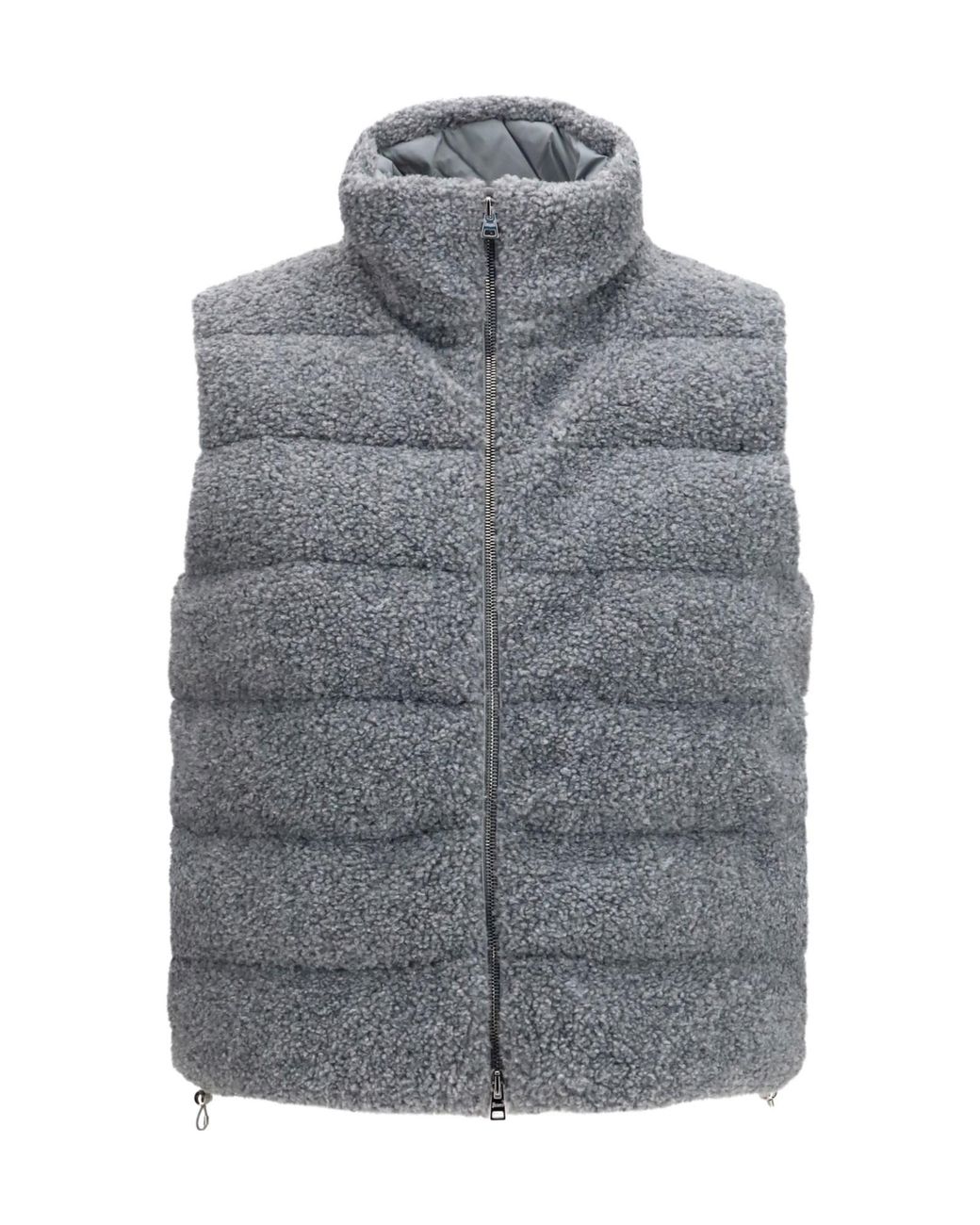 Herno Gray Shearling Front Quilted Vest
