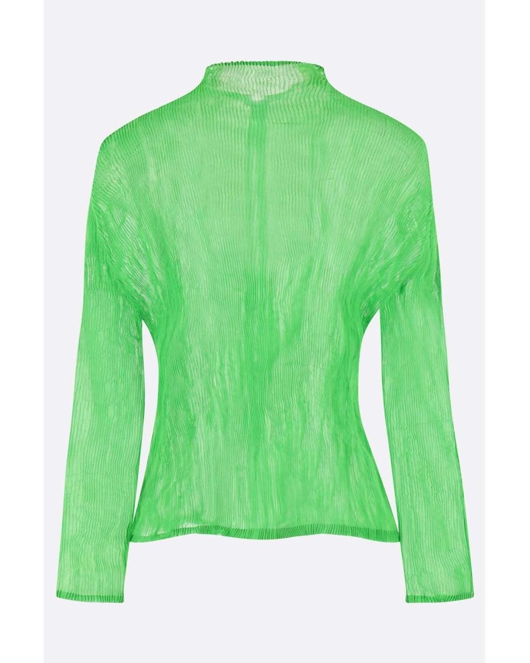 Issey Miyake Green Chiffon Twist 1 Pleated Zip Cardigan