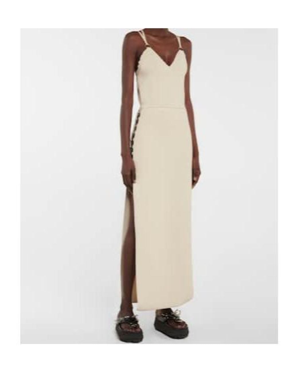 Rabanne White Embellished Knit Midi Dress