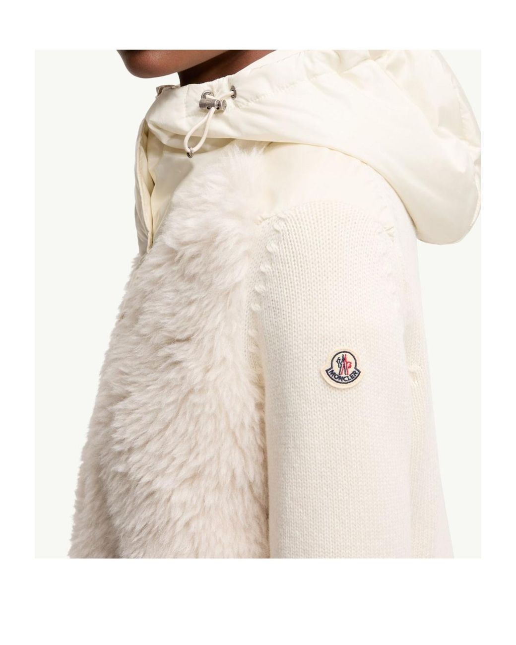 Moncler Natural Wool Cashmere Blend Padded Zip-Up Cardigan