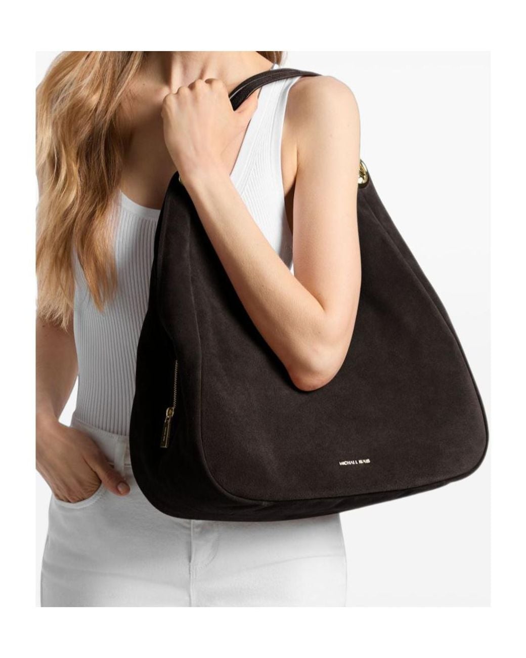 Michael Kors Black Ellie Large Suede Shoulder Bag