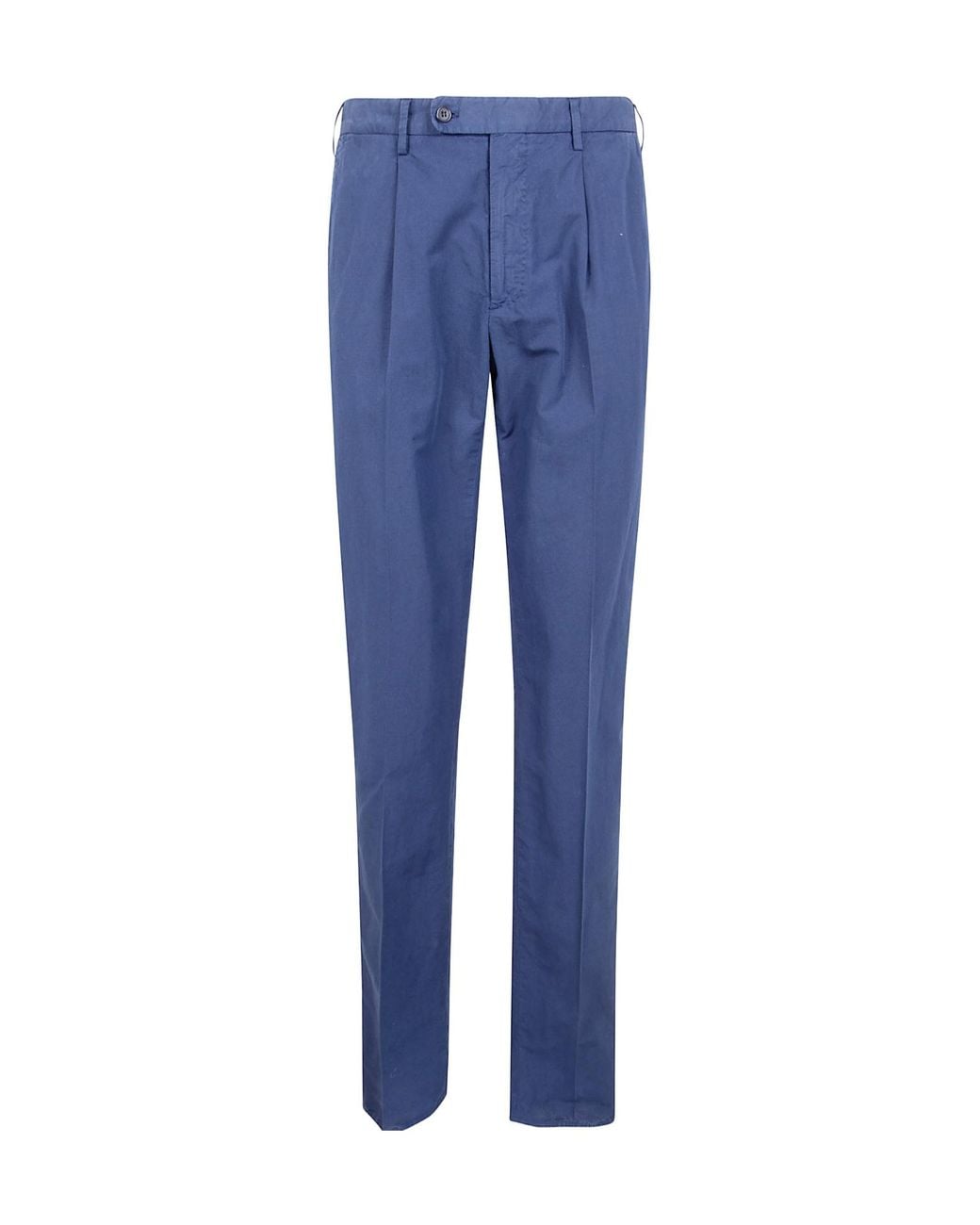 Incotex Blue Pleated Straight-Leg Trousers for men