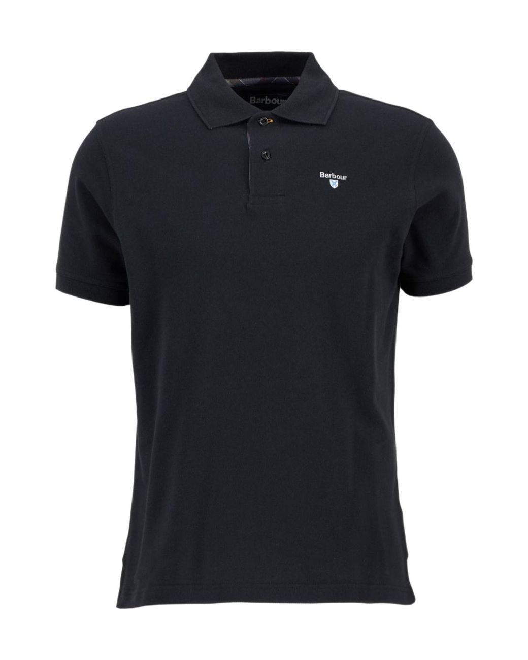 Barbour Black Tartan Pique Polo Shirt for men