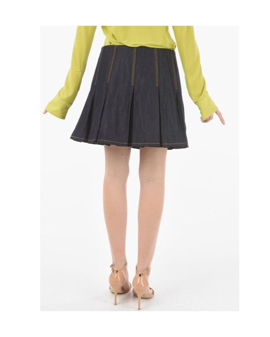 Bottega Veneta Blue Pleated Mini Skirt