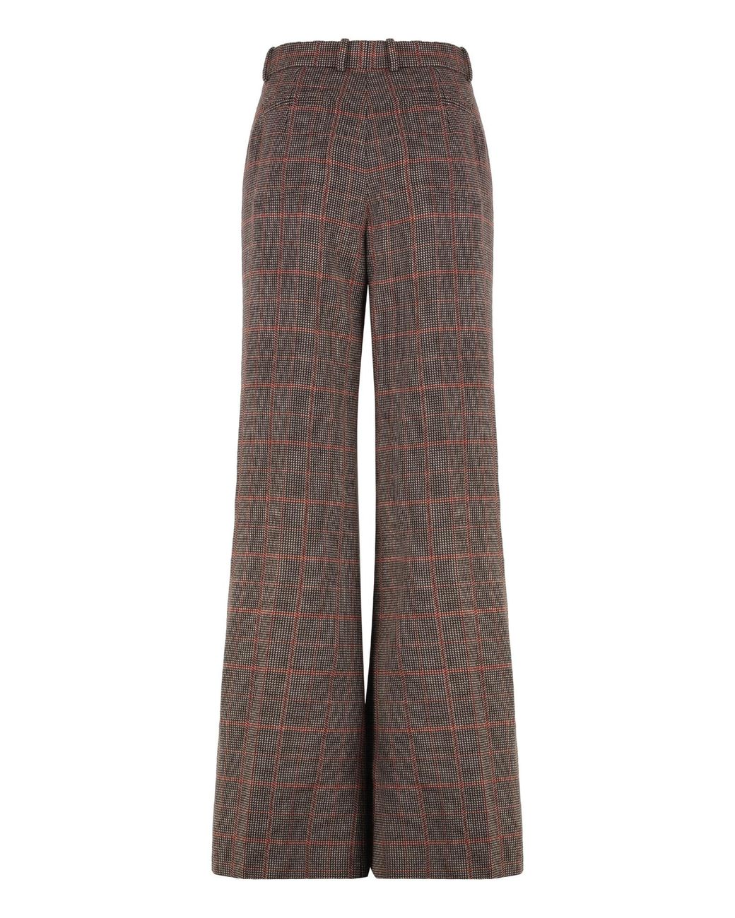 Chloé Brown Chloé Checked High-Waisted Flared Pants