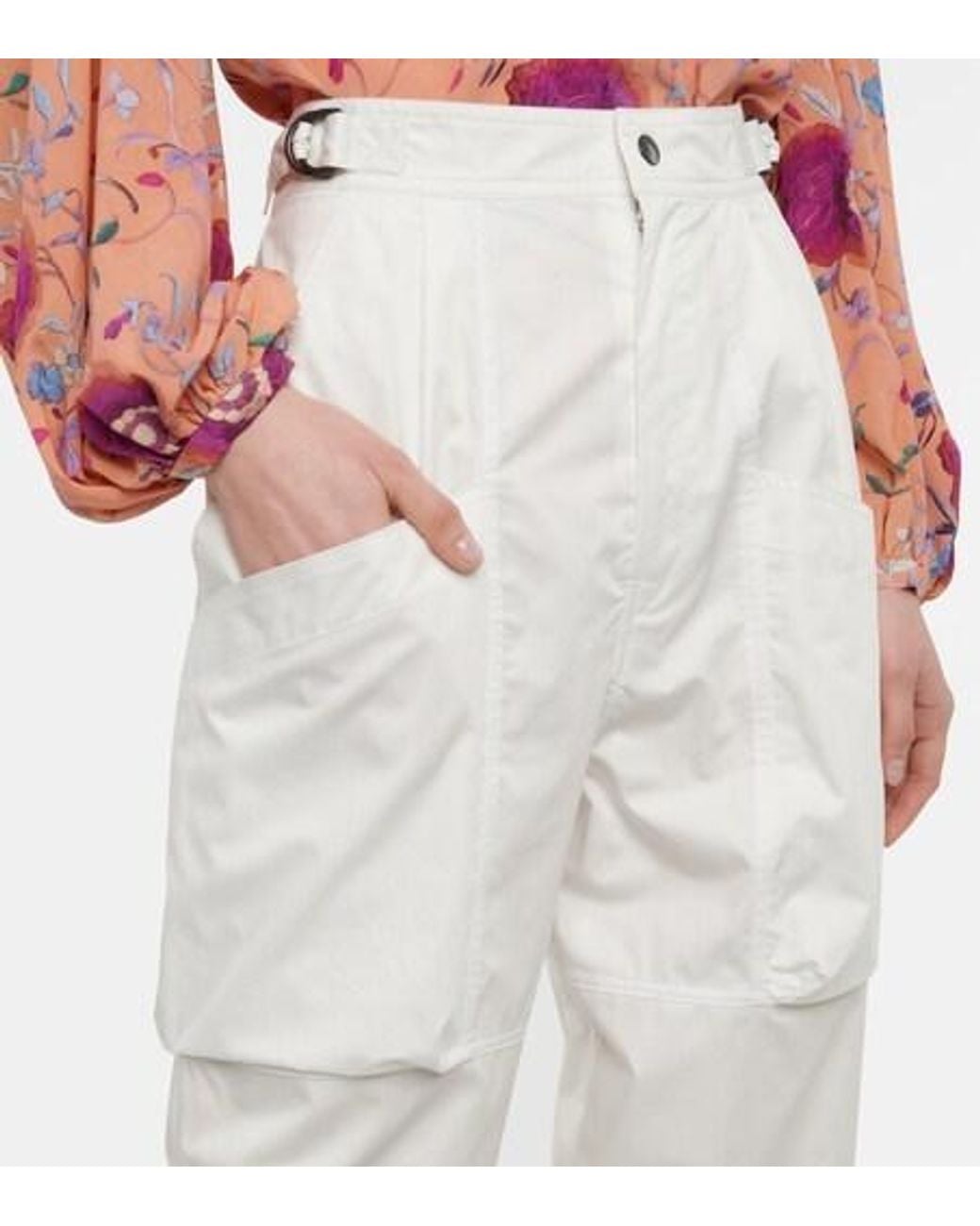 Isabel Marant White High-Rise Tapered Cotton Pants