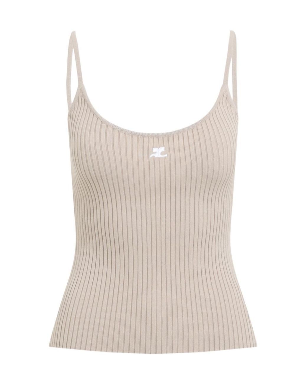 Courreges White Courrèges Ribbed-Knit Sleeveless Tank Top