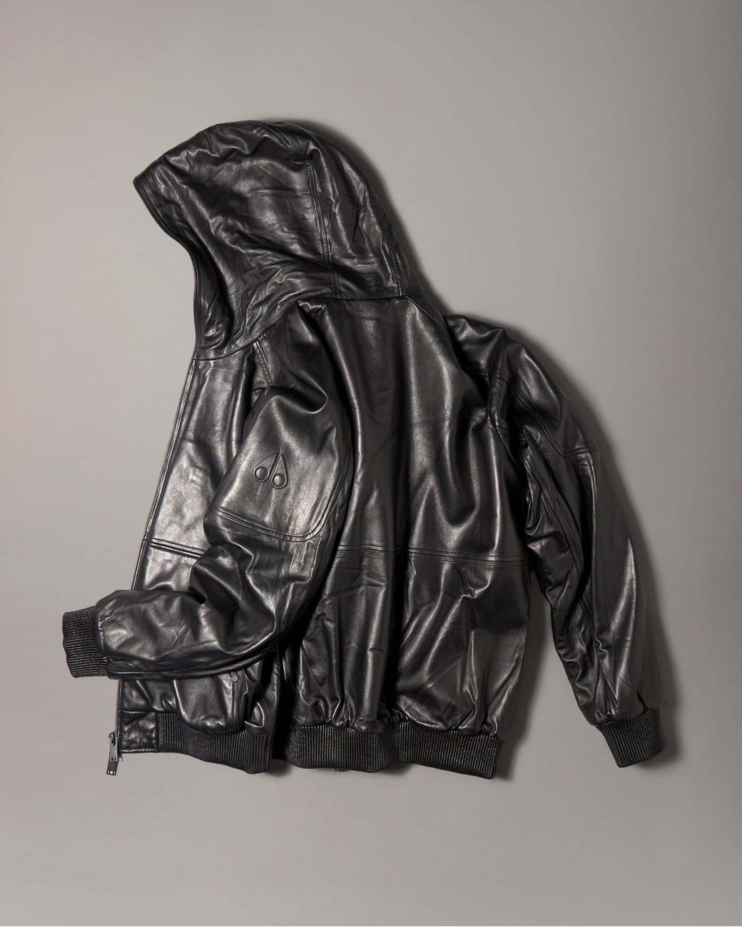 Moose Knuckles Black Neo Bunny Leather Jacket for men
