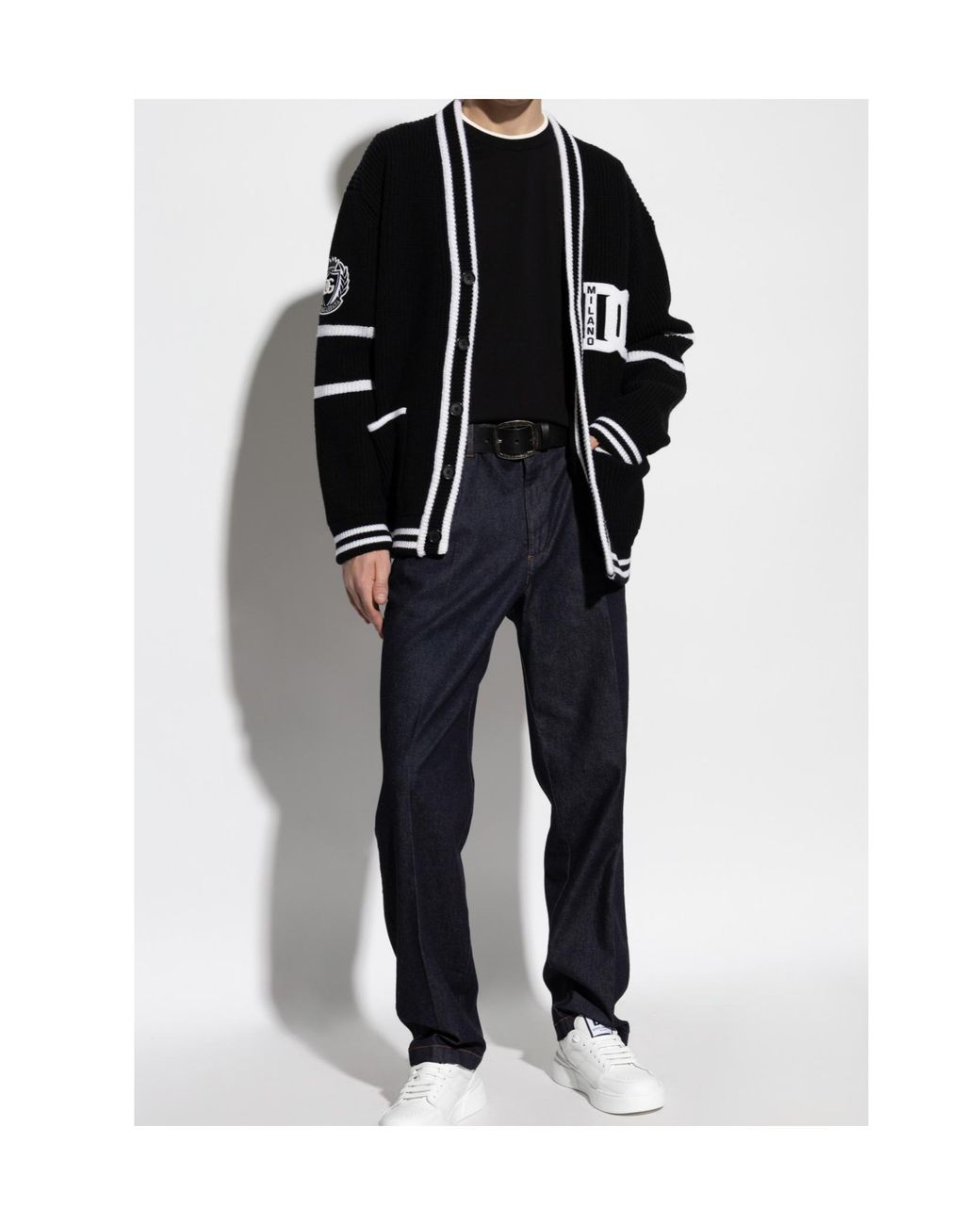 Dolce & Gabbana Black Dg Logo Embroidered Cardigan for men