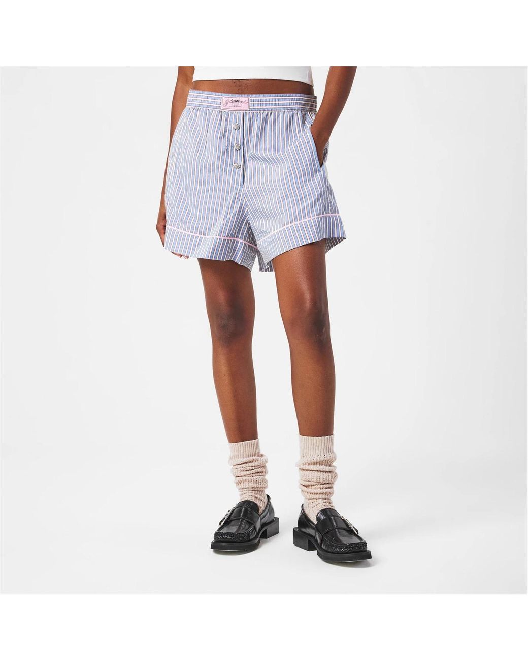 Ganni Blue Striped Shorts