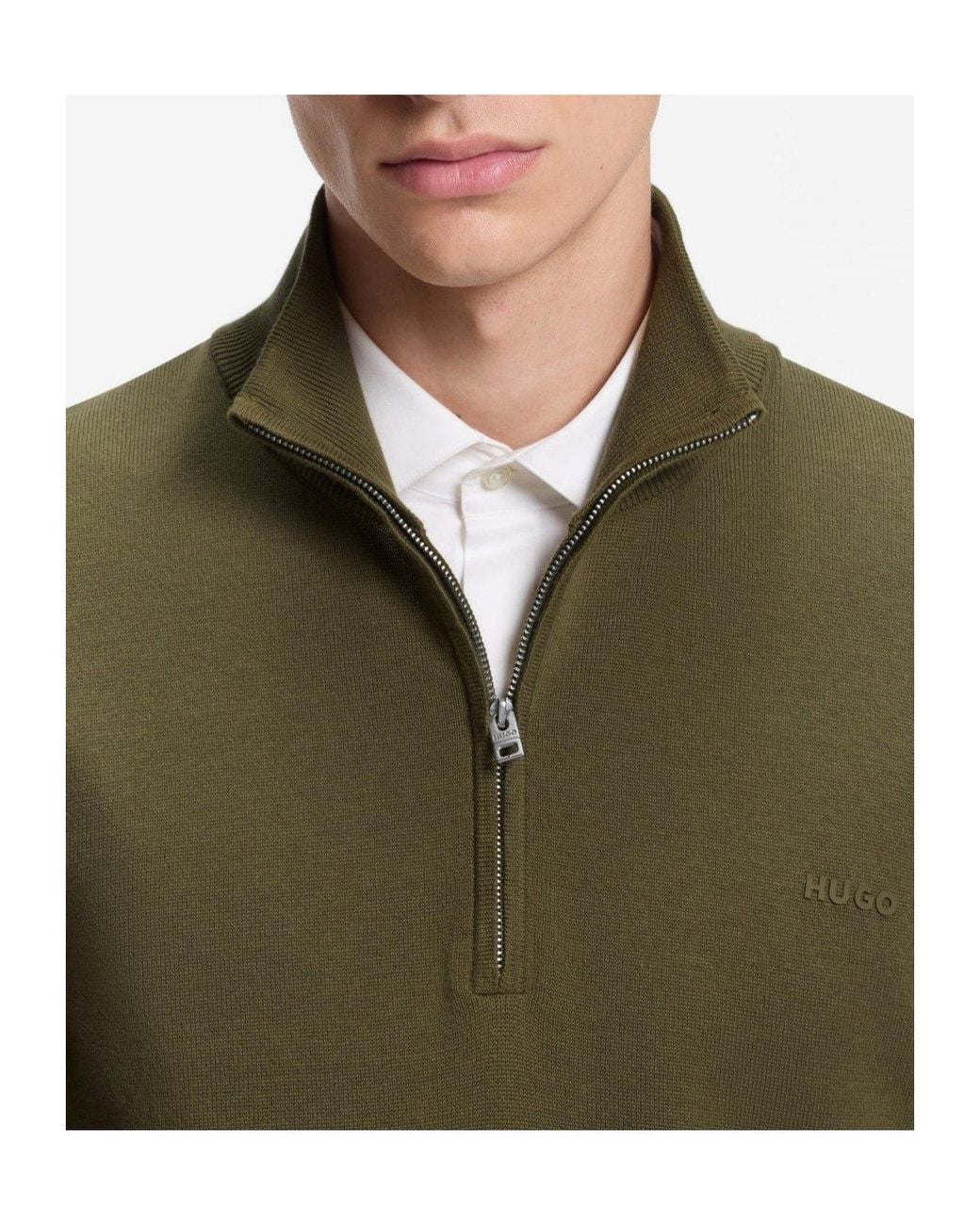 Boss Green Half-Zip Long-Sleeve Knit Sweater for men