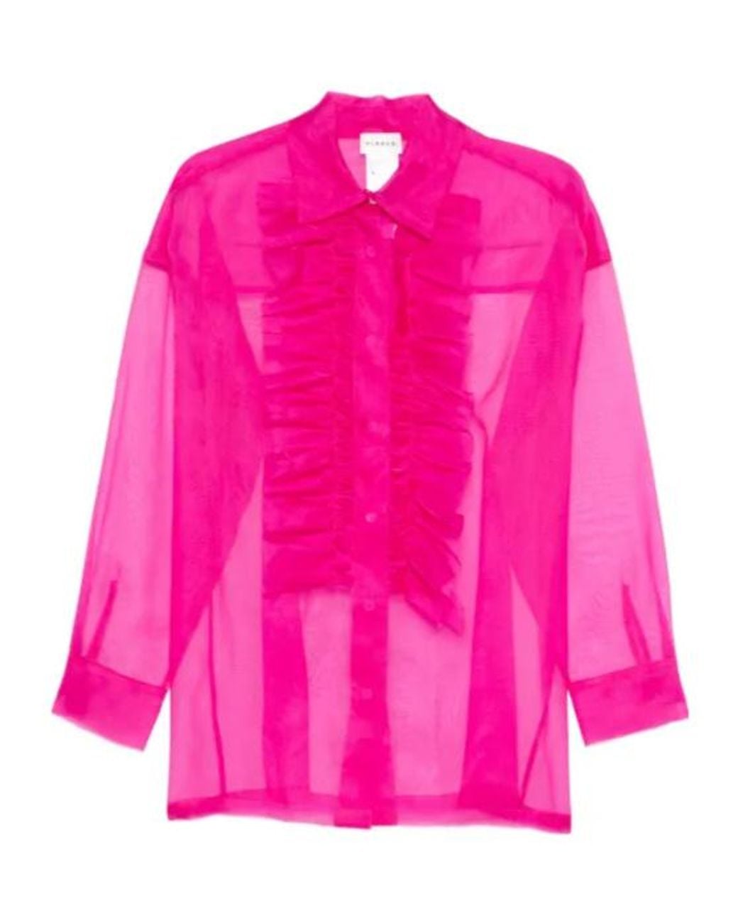 P.A.R.O.S.H. Pink P.A.R.O..H. Ruffled Sheer Shirt
