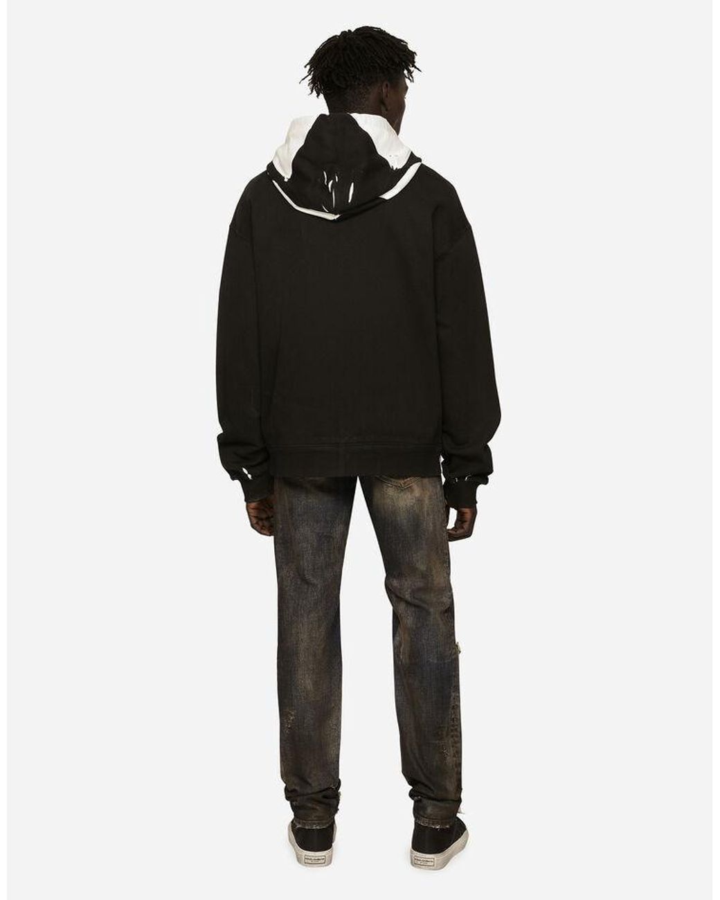 Dolce & Gabbana Black Logo-Print Zipped Cardigan for men