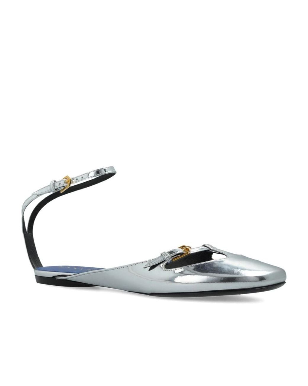 Lanvin White Rutenium Mary-Jane Ballerinas