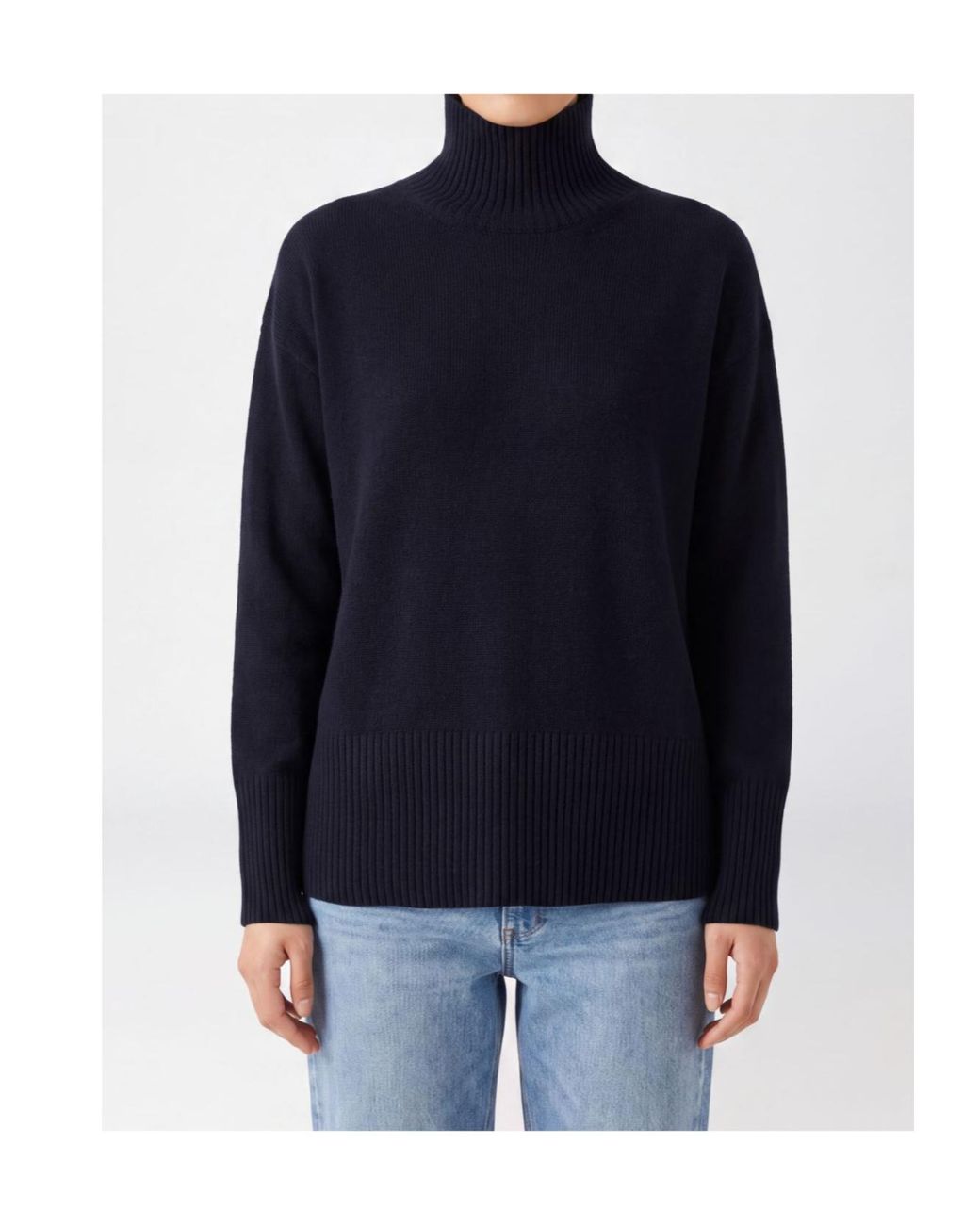 Roberto Collina Blue Ribbed Turtleneck Relaxedfit Sweater