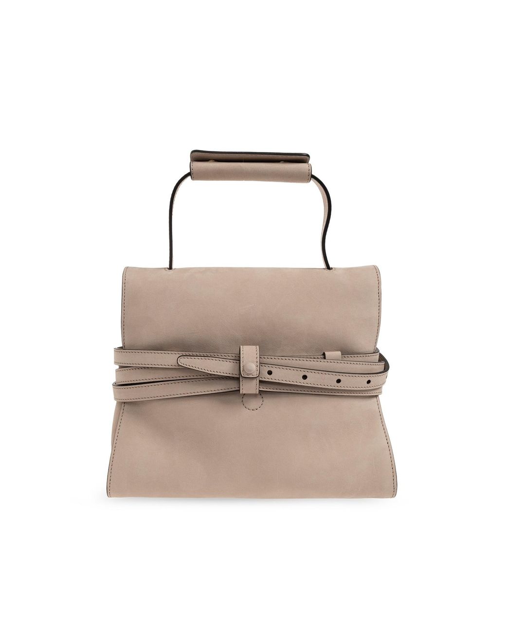 Moschino Natural Belt-Detail Leather Shoulder Bag