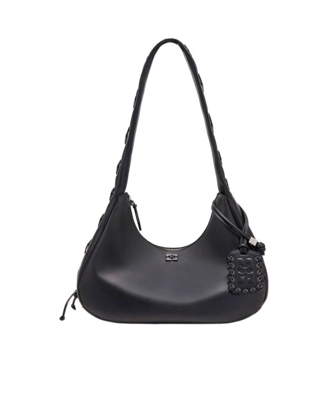 Ganni Black Medium Laces Hobo Bag