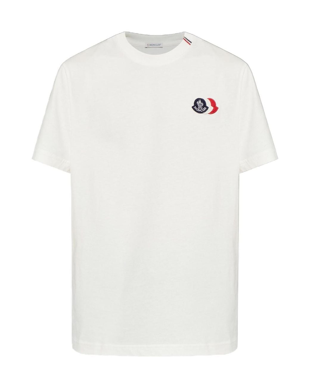 Moncler White Logo Patch Crewneck T-Shirt for men
