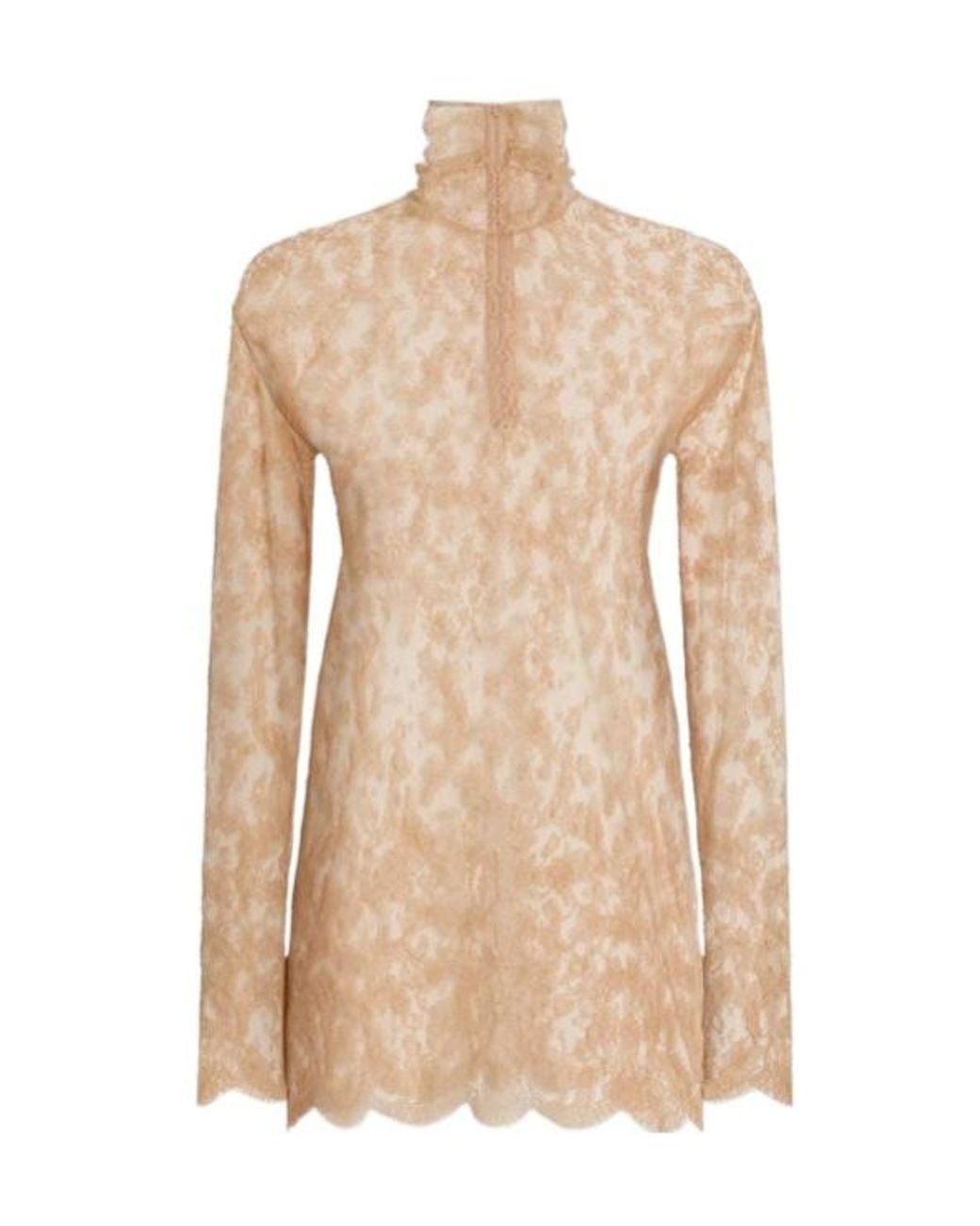 Dolce & Gabbana Natural Lace Roll-Neck Top