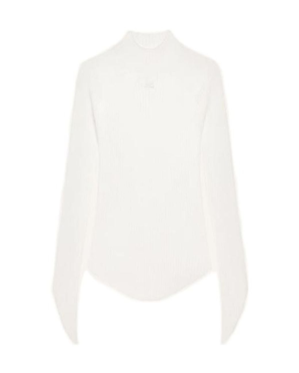 Courreges White Ribbed Turtleneck Top