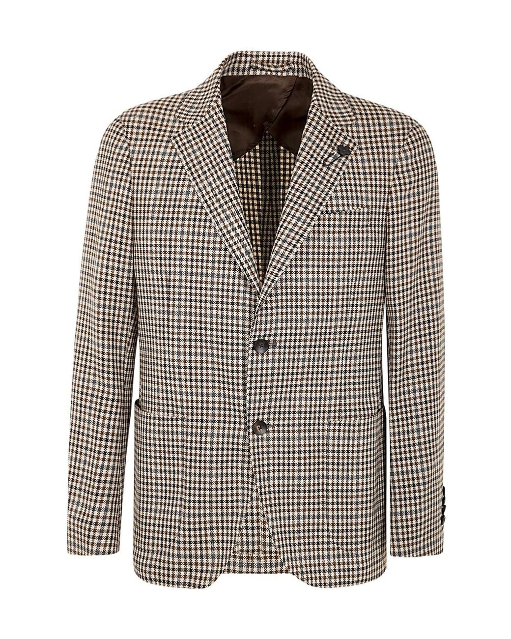 Lardini Brown Single-Breasted Checked Tailored Blazer for men