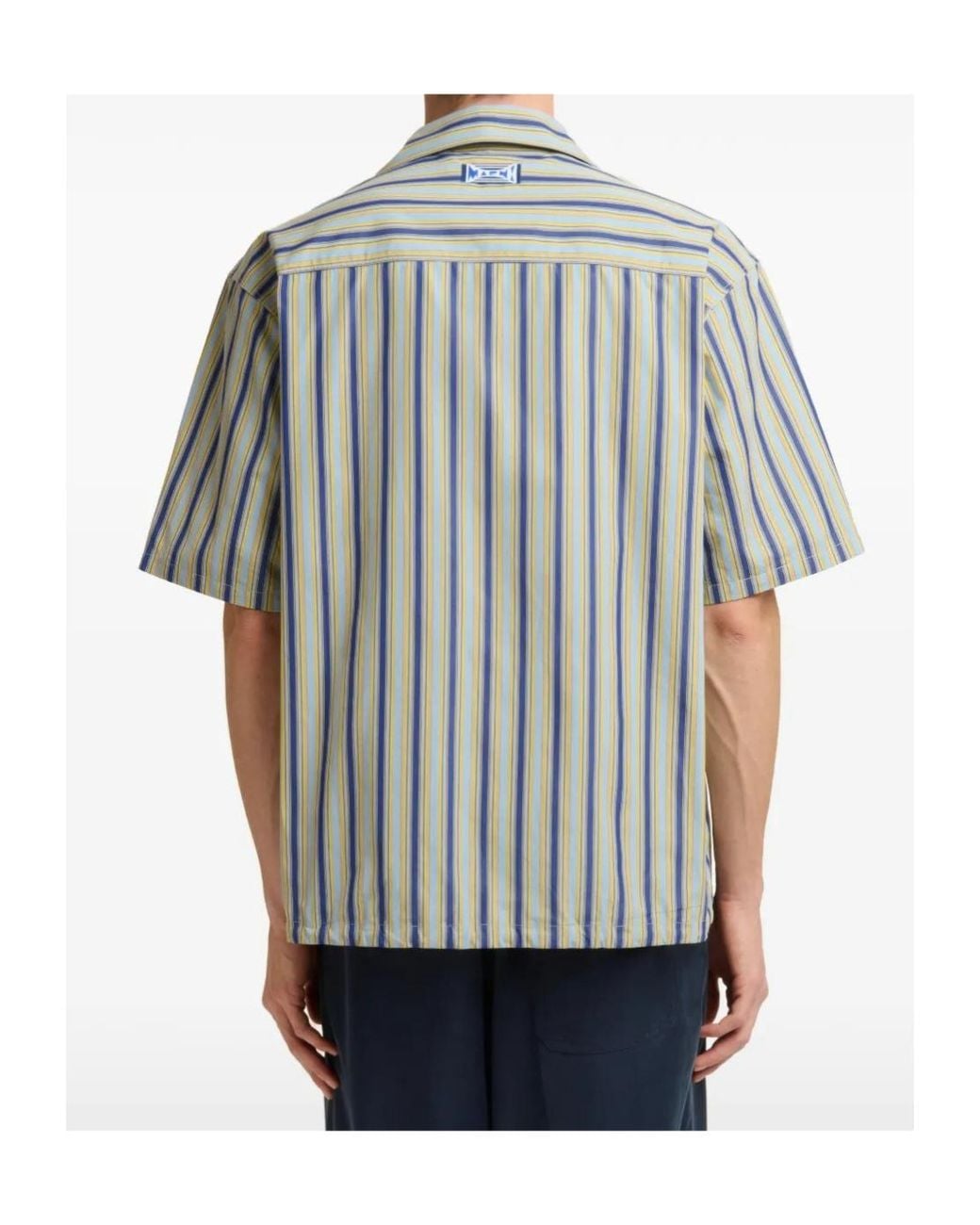 Marni Gray Short-Sleeved Striped Shirt for men