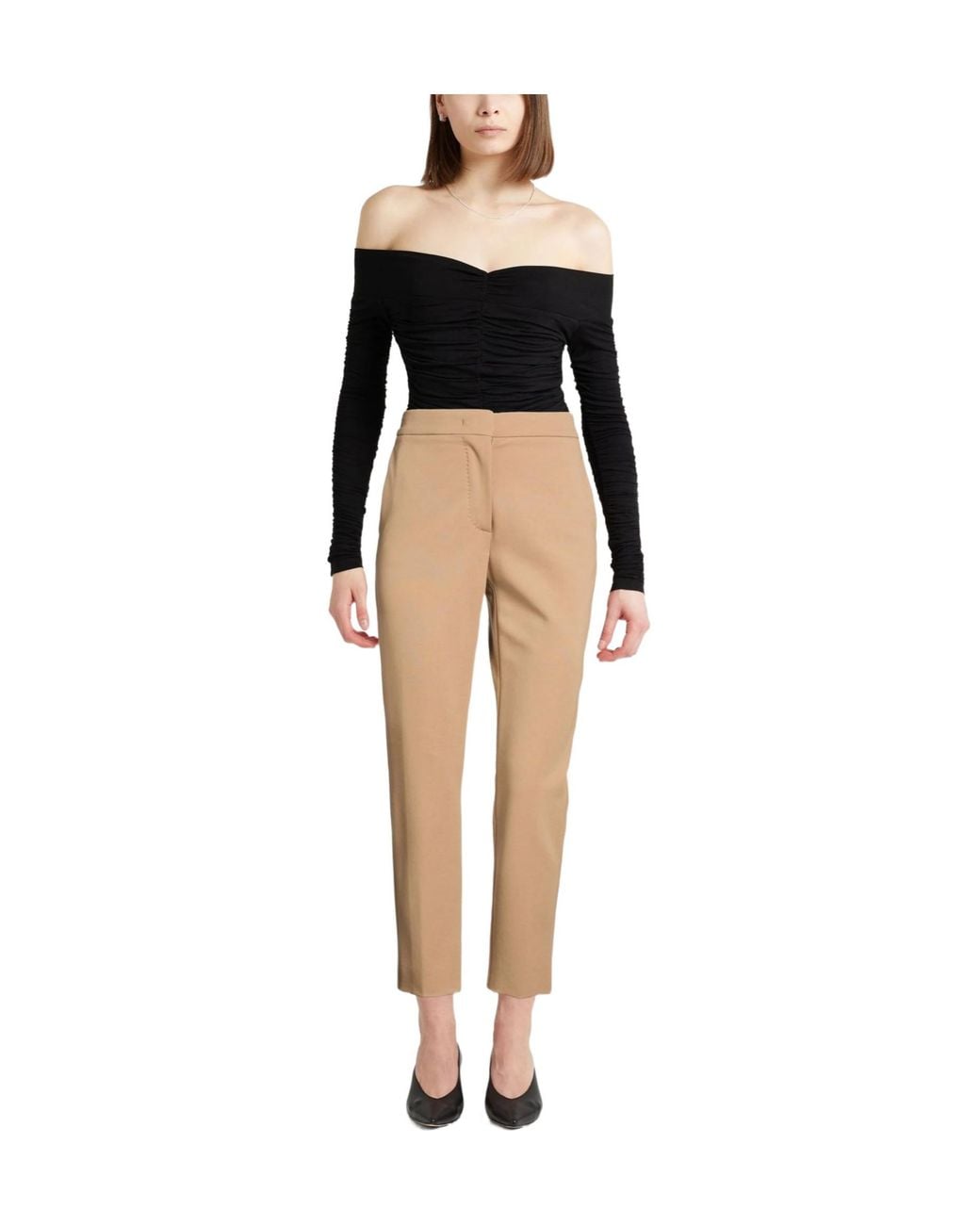 Max Mara Natural Solid-Color Casual Trousers