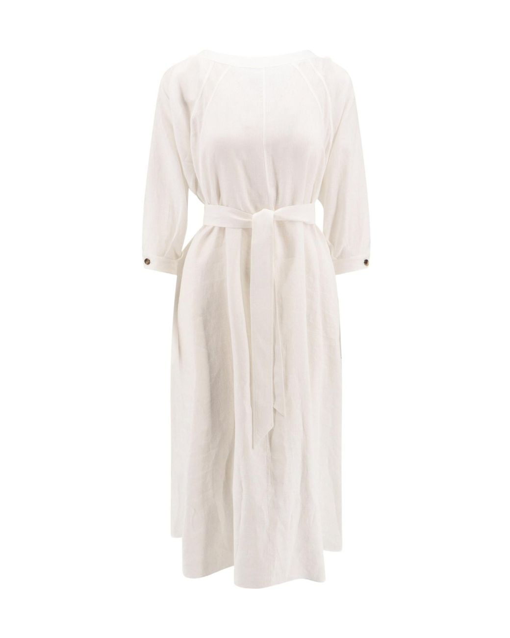 Loro Piana White Round Neck Dress
