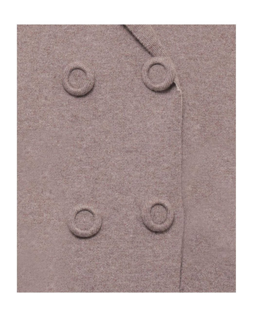 D.exterior Natural Ribbed-Trim Double-Breasted Coat