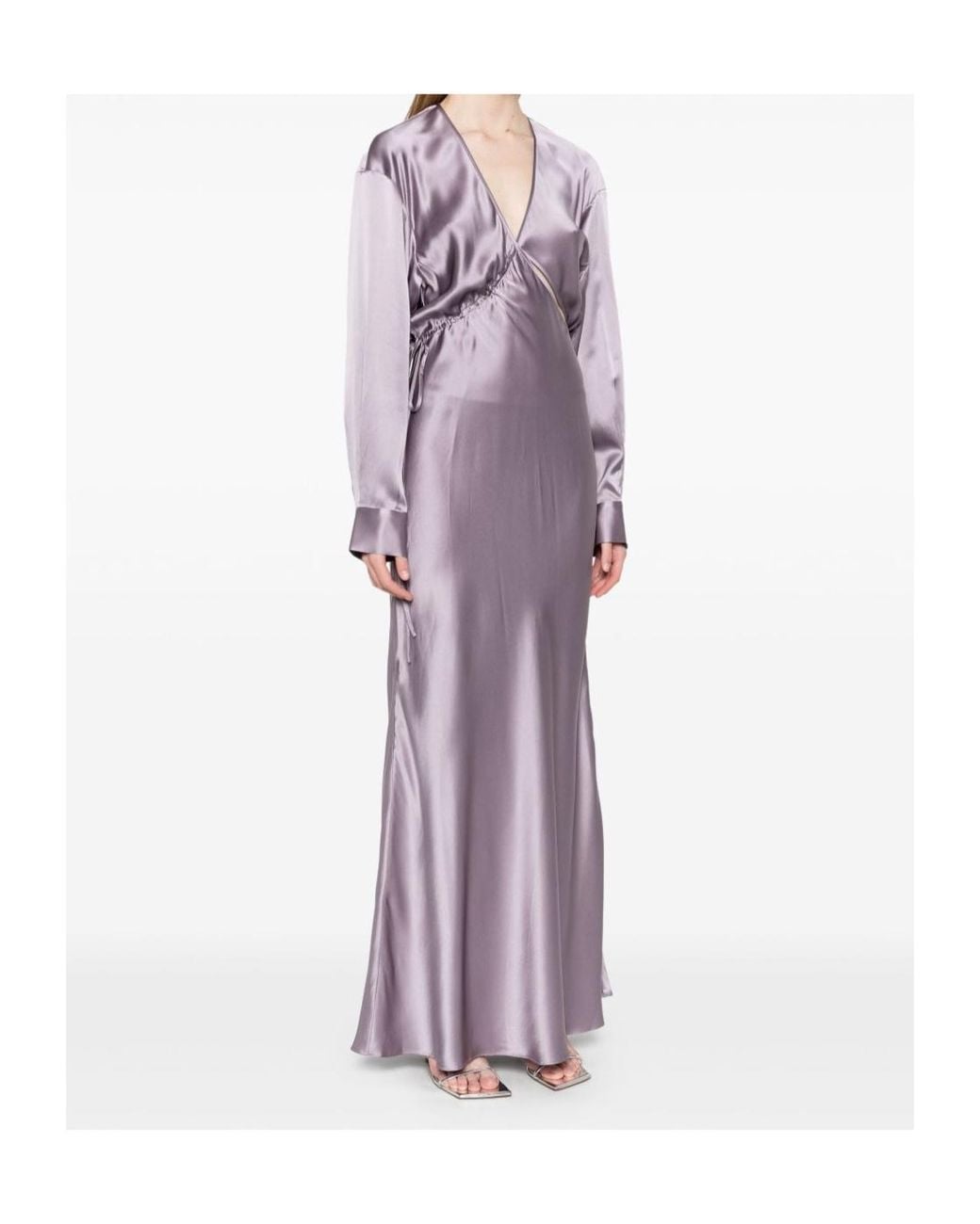 Christopher Esber Purple Cross-Cut Silk Maxi Dress