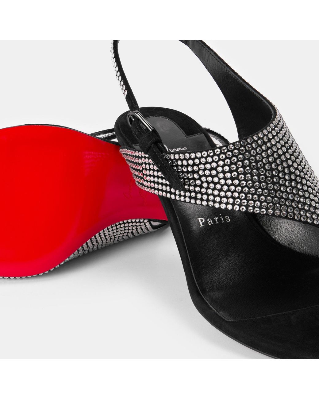Christian Louboutin Black Rhinestone Embellished High-Heel Sandals