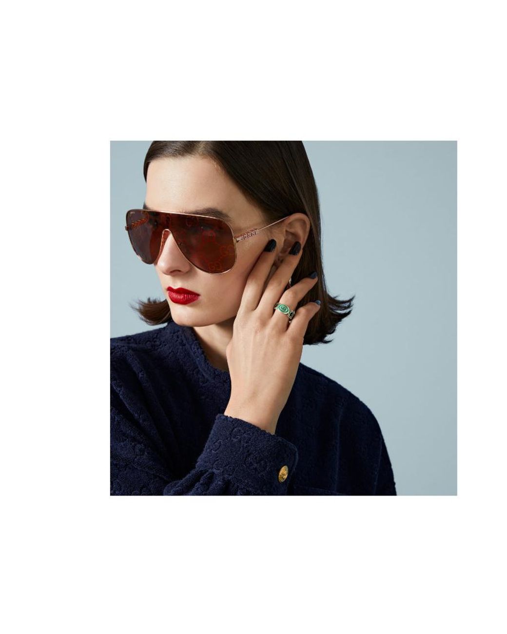 Gucci Green Interlocking G Pull-On Style Ring