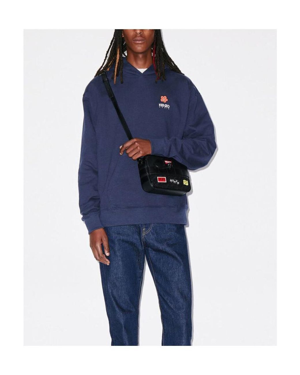 KENZO Blue Boke Flower Drop Shoulder Hoodie for men