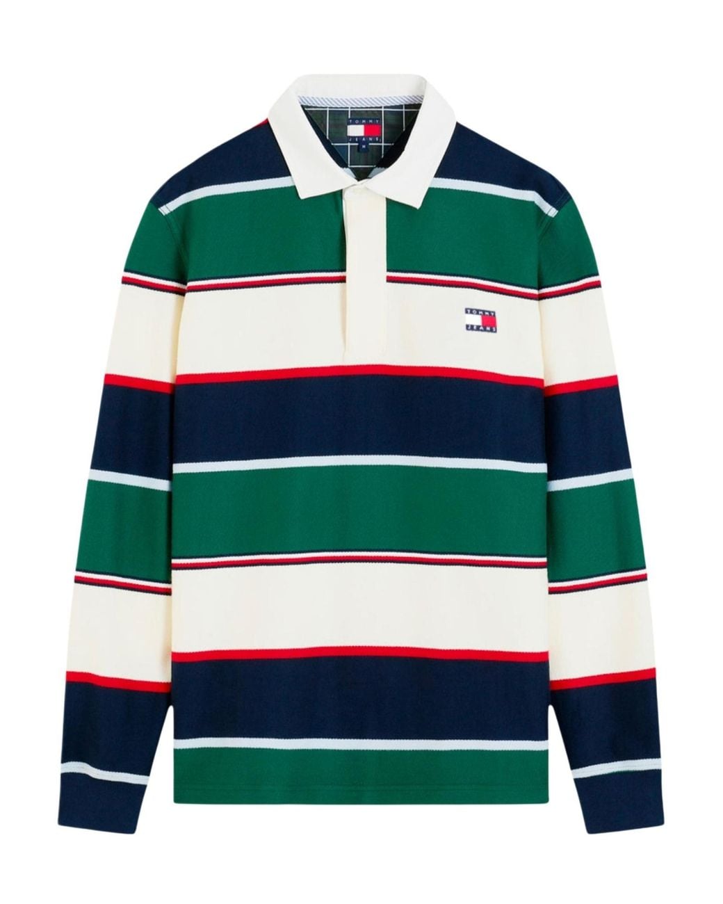 Tommy Hilfiger Green Relaxed Fit Rugby Stripe Long Sleeve Polo Shirt for men