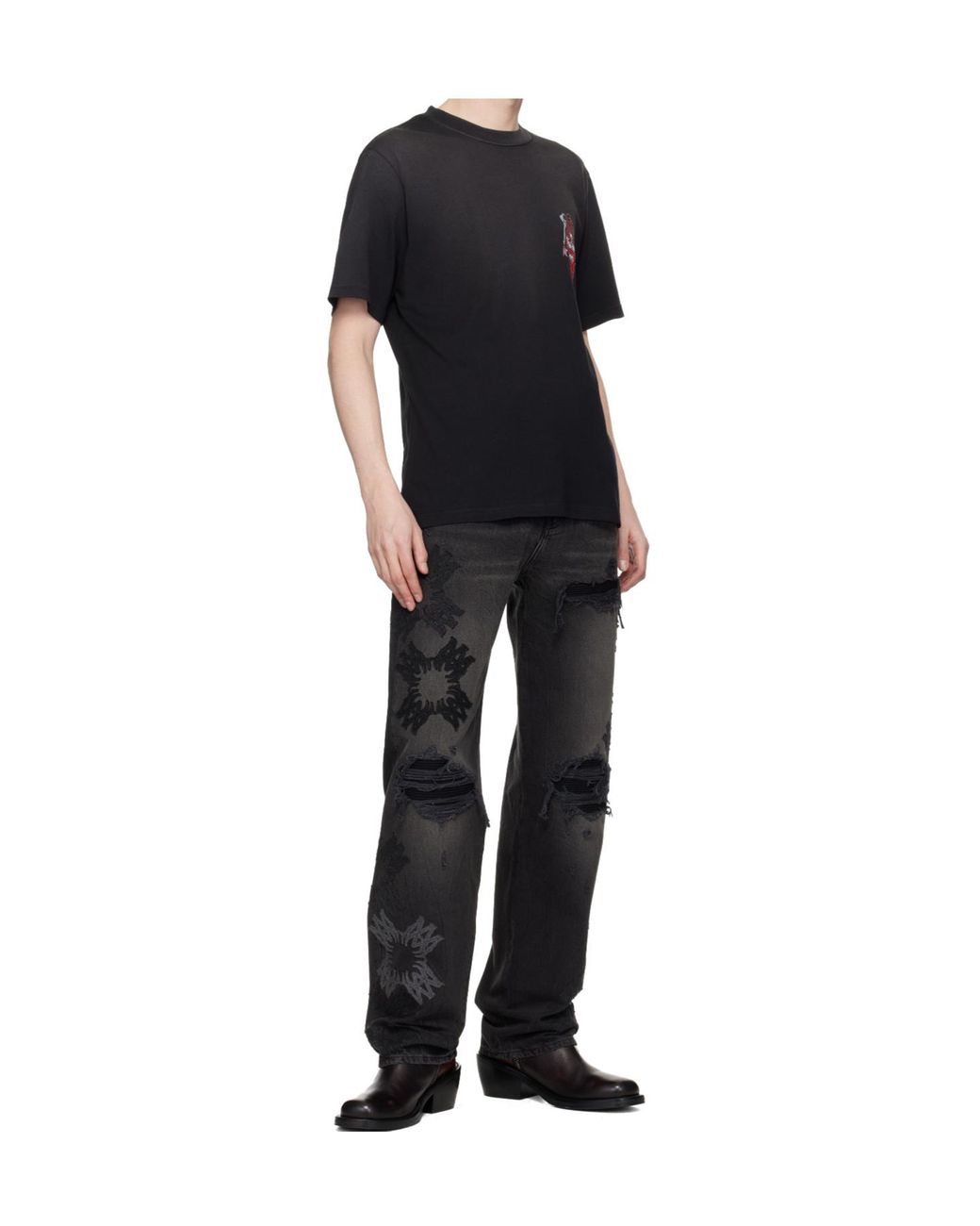 Amiri Black Chateau Keys Crew Neck T-Shirt for men