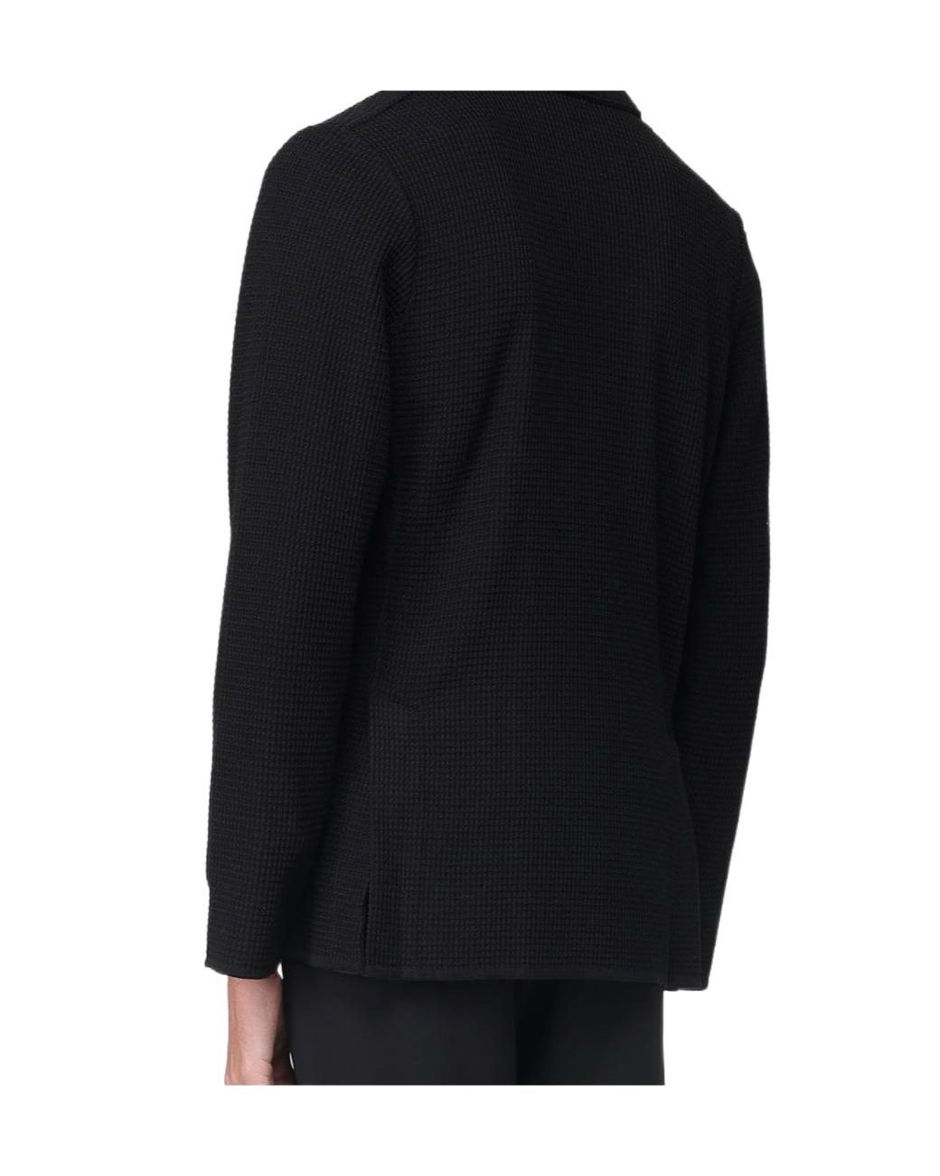 Lardini Black Double-Breasted Logo Detailed Jacket for men