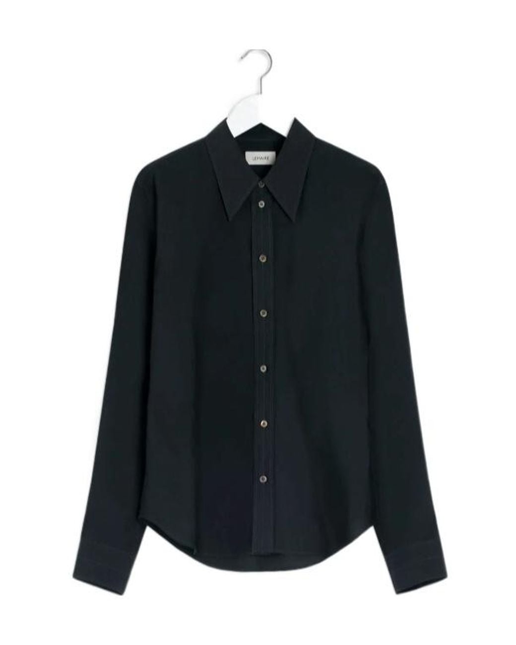 Lemaire Black Pointed Collar Poplin Shirt