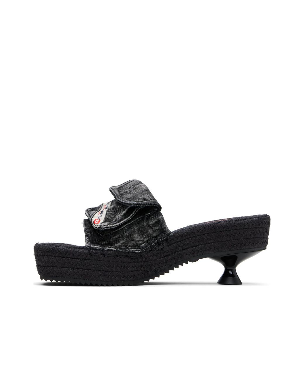 関税・送料込み【DIESEL】 D-Ibiza 40 Pck ヒールサンダル Women's D-Ibiza-Heeled platform espadrilles in denim | Black
